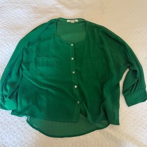 Forever 21 Emerald Green Sheer Blouse